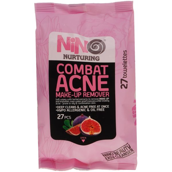 دستمال مرطوب نینو مدل COMBAT ACNE بسته 27 عددی