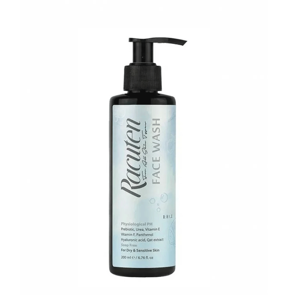 Rakuten-face-wash-gel-suitable-for-dry-and-sensitive-skin-200-ml ژل شستشوی صورت راکوتن مناسب پوست خشک و حساس 200 میلی لیتر