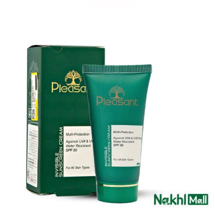 کرم ضدآفتاب پلزنت بی رنگ spf 50 مناسب انواع پوست